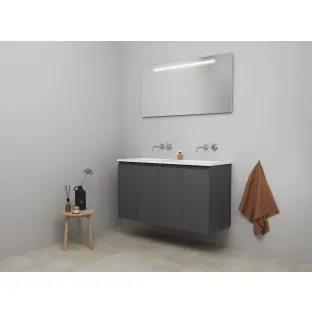 Sanilet bathroom furniture with doors - construction kit - Acrylic white - Matt anthracite - 120x46x67 cm - 4 doors - No tap hole - LED mirror