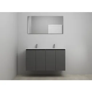 Sanilet bathroom furniture with doors - construction kit - Porcelain - Matt anthracite - 120x46x67 cm - 4 doors - 2 tap holes - With mirror