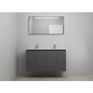 Sanilet bathroom furniture with doors - construction kit - Porcelain - Matt anthracite - 120x46x67 cm - 4 doors - 2 tap holes - LED mirror