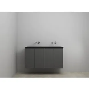 Sanilet bathroom furniture with doors - construction kit - Acrylic black - Matt anthracite - 120x46x67 cm - 4 doors - No tap hole - Without mirror