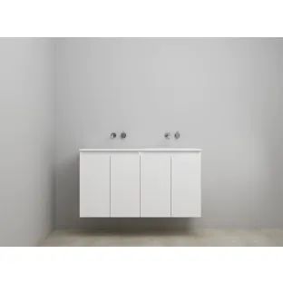 Sanilet bathroom furniture with doors - assembled - Acrylic white - Matt white - 120x46x67 cm - 4 doors - No tap hole - Without mirror