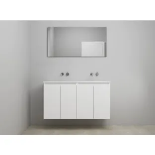 Sanilet bathroom furniture with doors - construction kit - Acrylic white - Matt white - 120x46x67 cm - 4 doors - No tap hole - With mirror