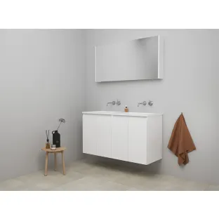 Sanilet bathroom furniture with doors - construction kit - Acrylic white - Matt white - 120x46x67 cm - 4 doors - No tap hole - Mirror cabinet