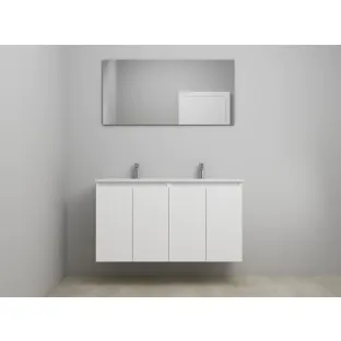 Sanilet bathroom furniture with doors - assembled - Porcelain - Matt white - 120x46x67 cm - 4 doors - 2 tap holes - Without mirror