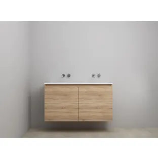 Sanilet bathroom furniture with doors - construction kit - Acrylic white - Oak - 120x46x67 cm - 2 doors - No tap hole - Without mirror