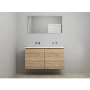 Sanilet bathroom furniture with doors - construction kit - Acrylic white - Oak - 120x46x67 cm - 2 doors - No tap hole - With mirror