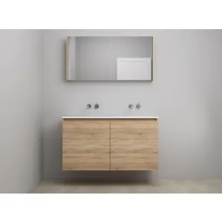 Sanilet bathroom furniture with doors - assembled - Acrylic white - Oak - 120x46x67 cm - 2 doors - No tap hole - Mirror cabinet