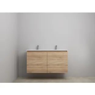 Sanilet bathroom furniture with doors - construction kit - Acrylic white - Oak - 120x46x67 cm - 2 doors - 2 tap holes - Without mirror