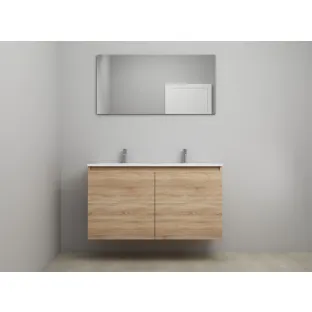 Sanilet bathroom furniture with doors - construction kit - Acrylic white - Oak - 120x46x67 cm - 2 doors - 2 tap holes - With mirror