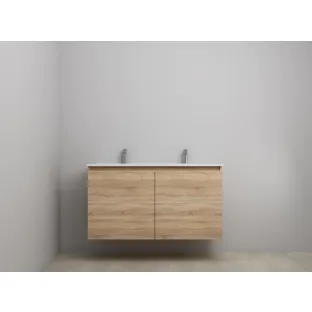 Sanilet bathroom furniture with doors - construction kit - Porcelain - Oak - 120x46x67 cm - 2 doors - 2 tap holes - Without mirror