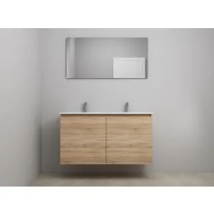 Sanilet bathroom furniture with doors - construction kit - Porcelain - Oak - 120x46x67 cm - 2 doors - 2 tap holes - With mirror