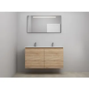 Sanilet bathroom furniture with doors - construction kit - Porcelain - Oak - 120x46x67 cm - 2 doors - 2 tap holes - LED mirror