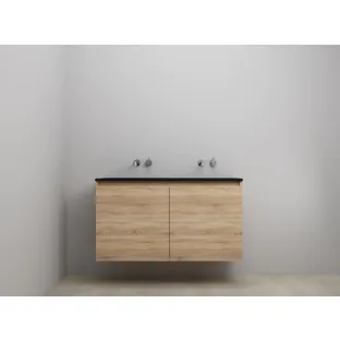 Sanilet bathroom furniture with doors - assembled - Acrylic black - Oak - 120x46x67 cm - 2 doors - No tap hole - Without mirror