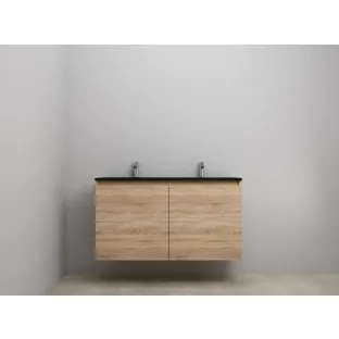 Sanilet bathroom furniture with doors - construction kit - Acrylic black - Oak - 120x46x67 cm - 2 doors - 2 tap holes - Without mirror