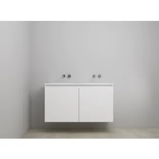 Sanilet bathroom furniture with doors - construction kit - Acrylic white - High-gloss white - 120x46x67 cm - 2 doors - No tap hole - Without mirror