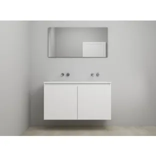 Sanilet bathroom furniture with doors - construction kit - Acrylic white - High-gloss white - 120x46x67 cm - 2 doors - No tap hole - With mirror