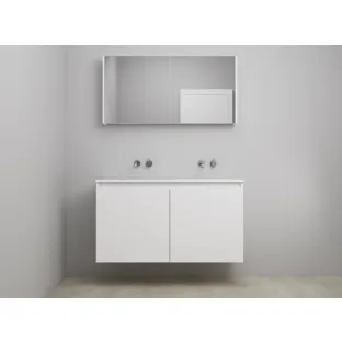 Sanilet bathroom furniture with doors - construction kit - Acrylic white - High-gloss white - 120x46x67 cm - 2 doors - No tap hole - Mirror cabinet