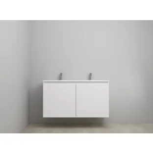 Sanilet bathroom furniture with doors - construction kit - Acrylic white - High-gloss white - 120x46x67 cm - 2 doors - 2 tap holes - Without mirror