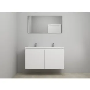 Sanilet bathroom furniture with doors - construction kit - Acrylic white - High-gloss white - 120x46x67 cm - 2 doors - 2 tap holes - With mirror