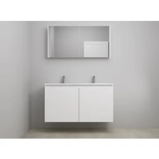 Sanilet bathroom furniture with doors - construction kit - Acrylic white - High-gloss white - 120x46x67 cm - 2 doors - 2 tap holes - Mirror cabinet