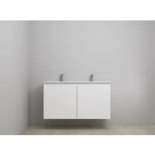 Sanilet bathroom furniture with doors - construction kit - Porcelain - High-gloss white - 120x46x67 cm - 2 doors - 2 tap holes - Without mirror