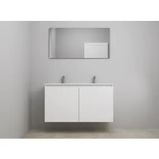 Sanilet bathroom furniture with doors - construction kit - Porcelain - High-gloss white - 120x46x67 cm - 2 doors - 2 tap holes - With mirror