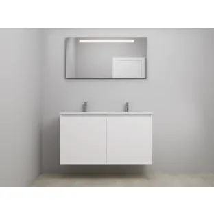 Sanilet bathroom furniture with doors - construction kit - Porcelain - High-gloss white - 120x46x67 cm - 2 doors - 2 tap holes - LED mirror