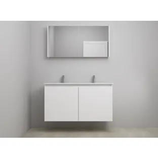 Sanilet bathroom furniture with doors - construction kit - Porcelain - High-gloss white - 120x46x67 cm - 2 doors - 2 tap holes - Mirror cabinet