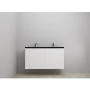 Sanilet bathroom furniture with doors - assembled - Acrylic black - High-gloss white - 120x46x67 cm - 2 doors - 2 tap holes - Without mirror