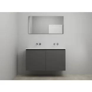 Sanilet bathroom furniture with doors - construction kit - Acrylic white - Matt anthracite - 120x46x67 cm - 2 doors - No tap hole - With mirror