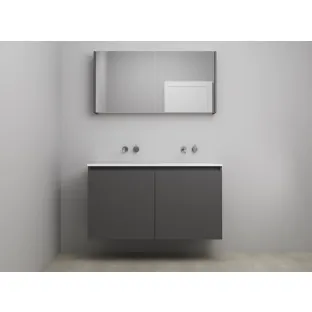 Sanilet bathroom furniture with doors - construction kit - Acrylic white - Matt anthracite - 120x46x67 cm - 2 doors - No tap hole - Mirror cabinet