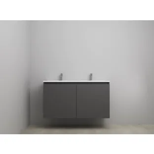 Sanilet bathroom furniture with doors - construction kit - Acrylic white - Matt anthracite - 120x46x67 cm - 2 doors - 2 tap holes - Without mirror