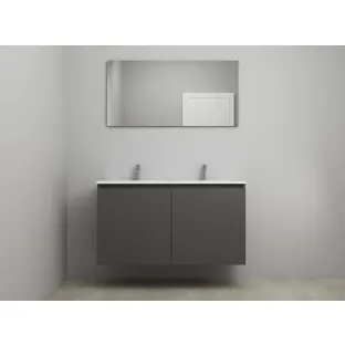 Sanilet bathroom furniture with doors - construction kit - Acrylic white - Matt anthracite - 120x46x67 cm - 2 doors - 2 tap holes - With mirror