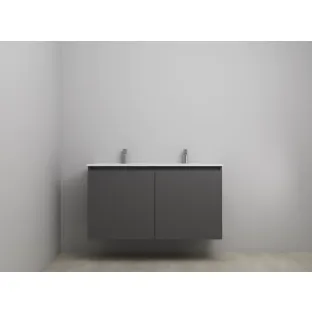 Sanilet bathroom furniture with doors - construction kit - Porcelain - Matt anthracite - 120x46x67 cm - 2 doors - 2 tap holes - Without mirror