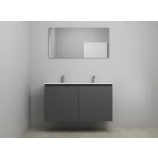 Sanilet bathroom furniture with doors - assembled - Porcelain - Matt anthracite - 120x46x67 cm - 2 doors - 1 tap hole - With mirror