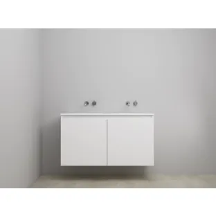 Sanilet bathroom furniture with doors - assembled - Acrylic white - Matt white - 120x46x67 cm - 2 doors - No tap hole - Without mirror