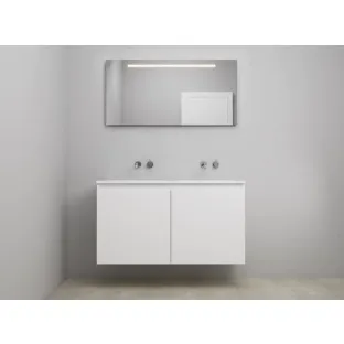 Sanilet bathroom furniture with doors - construction kit - Acrylic white - Matt white - 120x46x67 cm - 2 doors - No tap hole - LED mirror