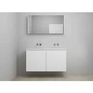 Sanilet bathroom furniture with doors - assembled - Acrylic white - Matt white - 120x46x67 cm - 2 doors - No tap hole - Mirror cabinet