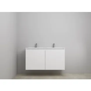 Sanilet bathroom furniture with doors - assembled - Acrylic white - Matt white - 120x46x67 cm - 2 doors - 2 tap holes - Without mirror