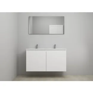 Sanilet bathroom furniture with doors - assembled - Acrylic white - Matt white - 120x46x67 cm - 2 doors - 2 tap holes - With mirror