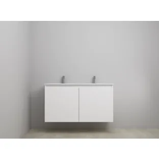 Sanilet bathroom furniture with doors - construction kit - Porcelain - Matt white - 120x46x67 cm - 2 doors - 1 tap hole - Without mirror