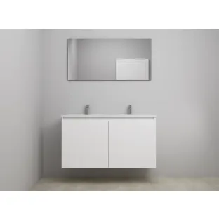 Sanilet bathroom furniture with doors - construction kit - Porcelain - Matt white - 120x46x67 cm - 2 doors - 1 tap hole - Mirror cabinet