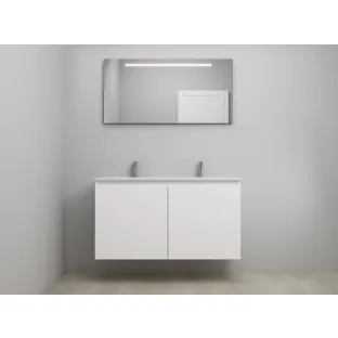 Sanilet bathroom furniture with doors - construction kit - Porcelain - Matt white - 120x46x67 cm - 2 doors - 2 tap holes - LED mirror