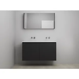 Sanilet bathroom furniture with doors - assembled - Acrylic white - Matt black - 120x46x67 cm - 2 doors - No tap hole - Mirror cabinet