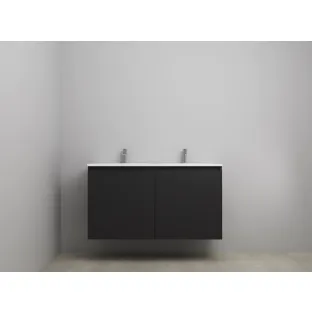 Sanilet bathroom furniture with doors - construction kit - Acrylic white - Matt black - 120x46x67 cm - 2 doors - 2 tap holes - Without mirror