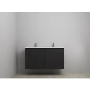 Sanilet bathroom furniture with doors - assembled - Porcelain - Matt black - 120x46x67 cm - 2 doors - 2 tap holes - Without mirror