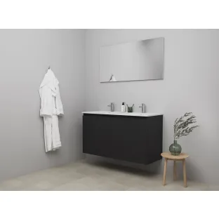 Sanilet bathroom furniture with doors - assembled - Porcelain - Matt black - 120x46x67 cm - 2 doors - 1 tap hole - With mirror