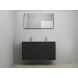 Sanilet bathroom furniture with doors - construction kit - Porcelain - Matt black - 120x46x67 cm - 2 doors - 2 tap holes - LED mirror