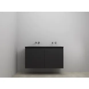 Sanilet bathroom furniture with doors - construction kit - Acrylic black - Matt black - 120x46x67 cm - 2 doors - No tap hole - Without mirror