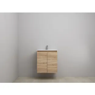 Sanilet bathroom furniture with doors - construction kit - Porcelain - Oak - 60x46x67 cm - 2 doors - 1 tap hole - Without mirror